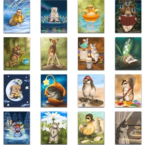 Round Diamond embroidery Animal dog duck 5D DIY Diamond painting Cross stitch deer mouse Full Square Diamond mosaic squirrel cat