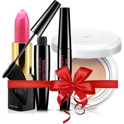 Hot 3pcs Women makeup set,Fashion cosmetics kit,Anti-wrinkle BB Cream,WaterProof Roll Mascara,Magic Eyeliner,Charming Lipstick