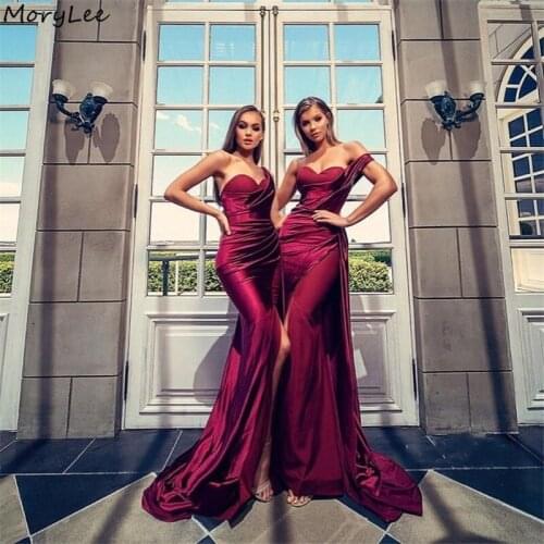 Fashion Bridesmaid Dresses Sweetheart Floor Length Silk Satin Side Slit Mermaid Bridesmaid Dresses Wedding Party Bridesmaid Gown
