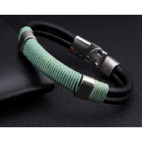 DIY Trendy Braided Chain Link Leather Bracelets Men Women Jewelry Outdoor Sporty Rope Bandage Hook Charm Bracelets