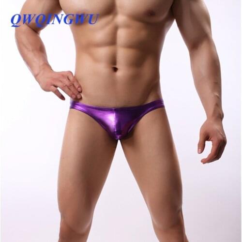 Men Briefs Sexy Underwear Mens Low Waist Briefs Imitation Leather PU Male Underpants For Men Briefs Gay Men Sleepwear