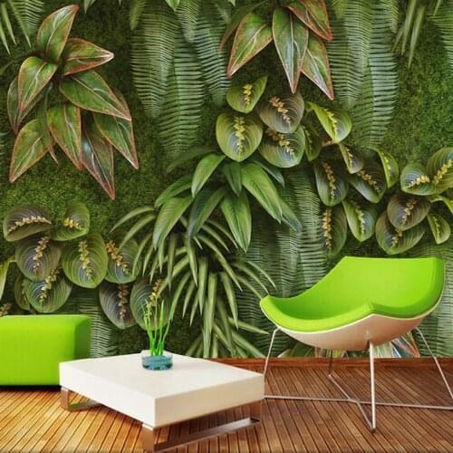 Custom Mural 3D Green Plant Leaves Photo Background Wall Painting Living Room Bedroom Dining Room Waterproof Canvas Wallpaper 3D