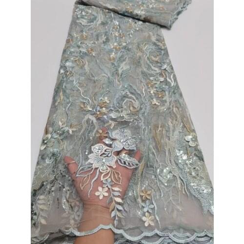 Latest Design French Net Lace Fabric High Quality African Tulle Lace With sequins SYJ-428888 Nigerian Lace Fabric For Wedding