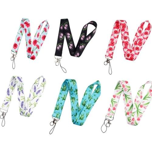 New Women Girl Floral Neck Strap Key Lanyard ID Card Key Chain Holder Women Badge Holder Card Cover Doctor Nurse Accessories