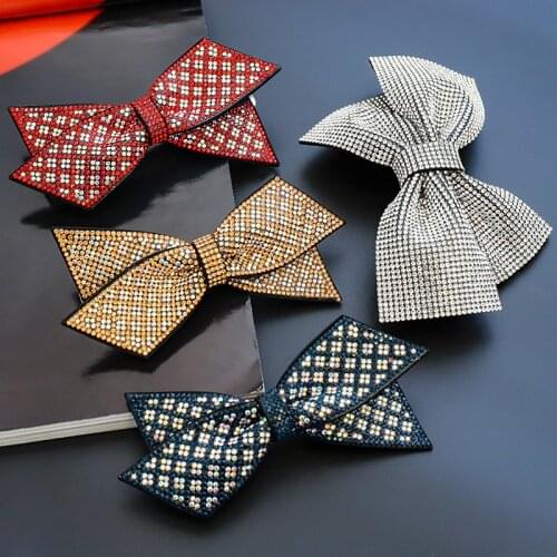 New Design Crystal Big Bow Hairpin Clips Temperament Full Rhinestone Elegant Barrettes Hairgrips for Women Hair Clip Accessories