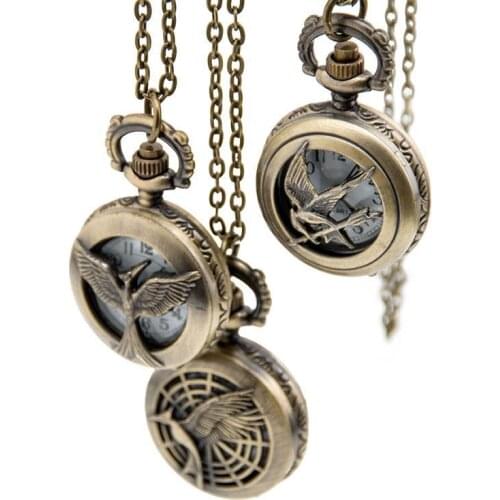 New small hunger games Pocket Watch retro fashion jewelry necklaces Korean Pendant wholesale Brown