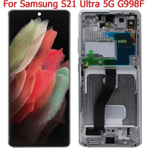 Original G998F LCD For Samsung Galaxy S21 Ultra Display With Frame 6.8" S21 Ultra 5G SM-G998F/DS LCD Screen Touch Digitizer