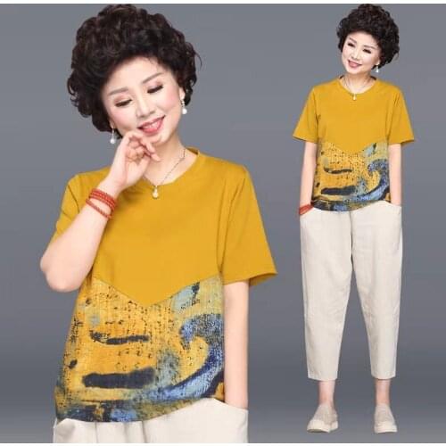 Plus Size Two Piece Set 2021 Summer Casual Women Tracksuit Print Top and Pants Loose Sportswear Suit Female Fashion Sets Y128