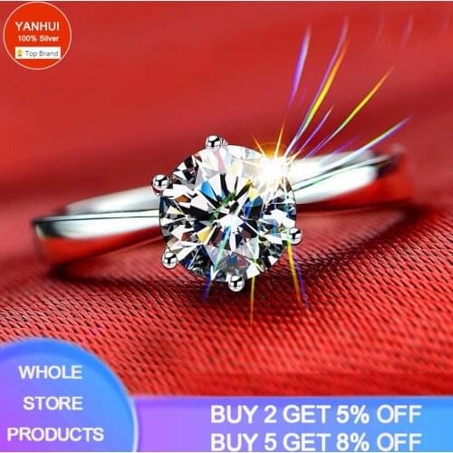 With Certificate 18K White Gold 1 Carat Zirconia Gemstone Engagement Wedding Band Women Gift Jewelry Ring No Fade Allergy Free