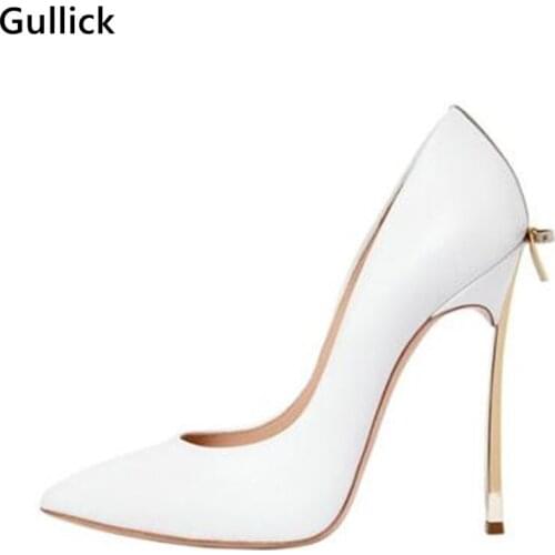 Gullick Sexy Pointed Toe Shallow Woman Pumps Butterfly-knot Back Decor 12 CM High Thin Heels Night Club Woman Dress Shoes