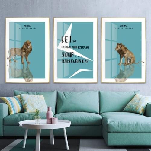 Nordic Tiger Animal Canvas Wall Art Print Painting Word Poster Nature Decorative Picture Home Decor