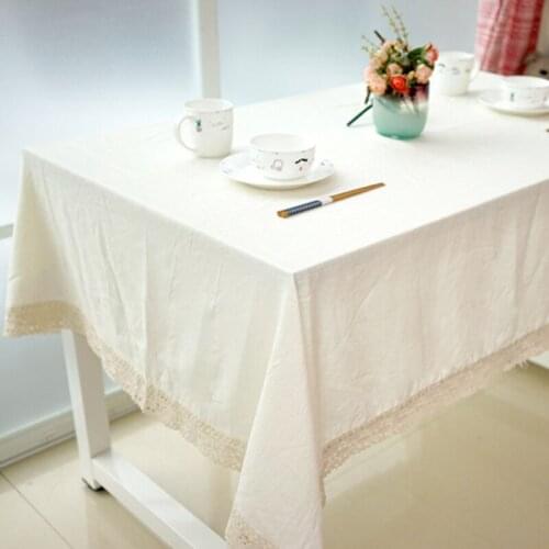 White Table Cloth Cotton Linen Material Travel Solid Color Tablecloth Dining Table Cover for Home Decor Kitchen Hotel Outdoor
