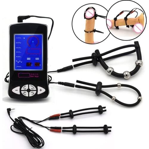 Male Penis Extender,Electro Shock Penis Ring,BDSM Sex Set,Electro Stimulation Bead Massage Cock Ring,Sex Tool For Men Adult Toys