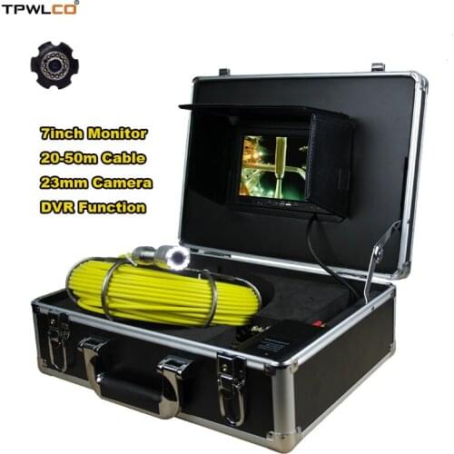 Waterproof 23mm Industrial Video Camera 7" TFT LCD Screen 20-50m Cable Pipe Pipeline Drain Inspection Camera System With DVR