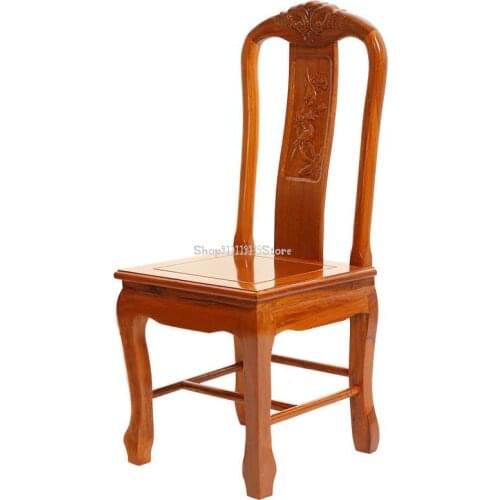 All Solid Wood Chinese Dining Chair Classic Carved Chair Back Family Log Restaurant Hotel Chair Wooden Stool Package
