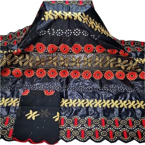 High quality Pink Black bazin riche fabric african bazin lace with stones basin brode farbic for dress 5+2 Yards YC-135