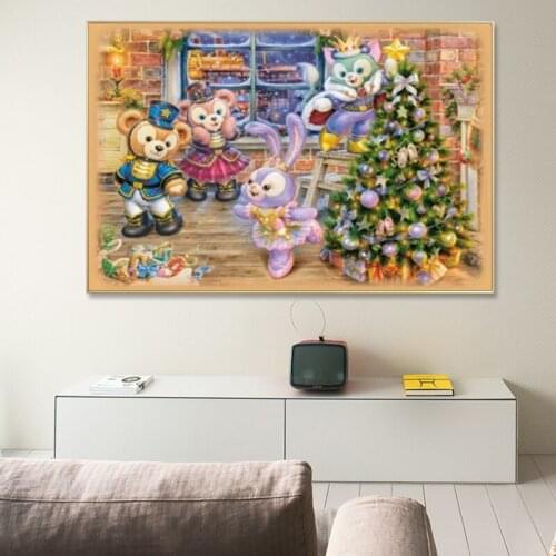Painting by numbers art paint by numberLittle yellow man Christmas tree Christmas home corridor decoration painting