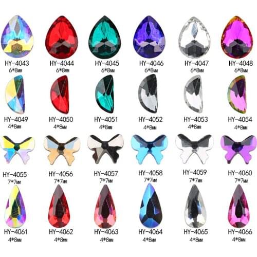 10pcs/lot, Fashion Shapes Nail Art 3d Gold Flat Back Colorful Crystals Iridescent Rainbow Colors Rhinestones Decorations