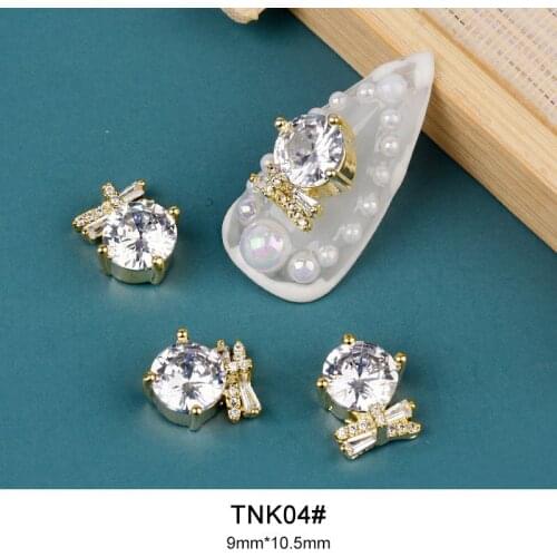 10pcs/lot TNK04 Luxury Round Alloy Zircon Nail Art Crystals Rhinestone Jewelry Nails Accessories Supplies Decorations Charms