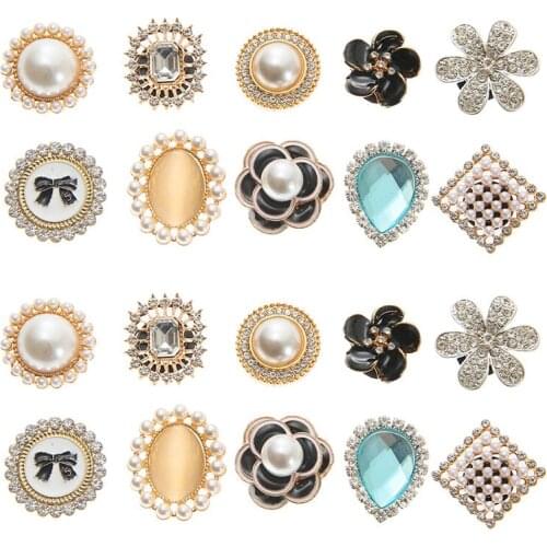 10PCS Mixed Crystal Pearl Shoe Charm Rhinestone Geometry Shoe Decoration Shoe Buckle For Girls Women Shoe Accessories Gifts