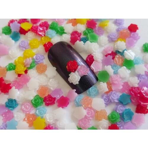 100PCS/Pack 6mm Tiny Mix Colors Resin Flowers,Flatback Flowers,Resin flower cabochons|Nail Art Tiny Flowers,HJyt6514