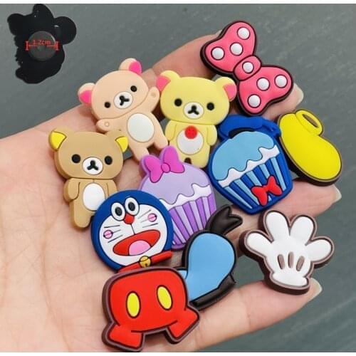 11PCS PVC Cute Cartoon Fridge Magnets Bow Knot Gloves Cake Shoes Hat Bear Cat Refrigerator Magnetic Sticker Office Supplies Kids