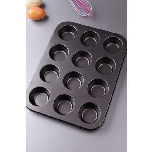 12'li Muffin Kalıbı Muffin Cake Pan Non-Stick Carbon Steel Washable Pan Cooking Kitchen Garden Home Cook Muffins