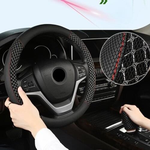 3Pcs/Set Steering Wheel Accesorios Para Auto Non-Slip Funda Volante Leather Car Steering Wheel Cover Assessoires Interior Woman