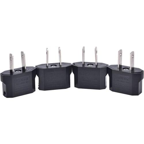 4pcs Black EU To US AC Power Plug Travel Converter Adapter Electrical Plugs Adaptors