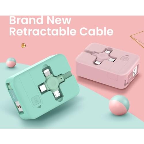 4in1 Retractable USB Type C Micro USB charge Cable for iPhone 12 11 Pro with phone stand 3in1 2in1 Portable Charger Data Cable