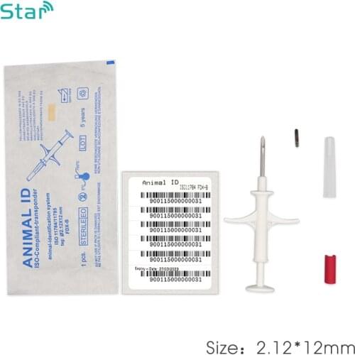 50pcs 2*12mm RFID Injector Animal Id Injectable Microchip Syringe for sheep snake management vet supplies