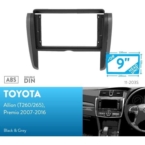 9 inch Car Fascia Radio Panel for TOYOTA Allion (T260/265), Premio 2007-2016 Dash Kit Install Facia Console Bezel Plate Trim