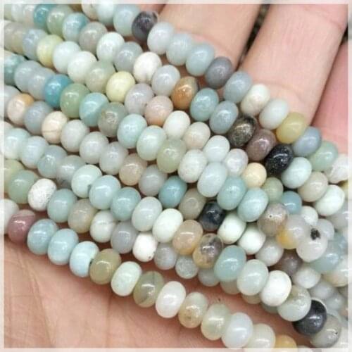 90PCS Nature Amazonite Stone Natural GeM Beads Accessories Spacer Abacus Shape Size 4x6MM For Women Bracelets Makiings