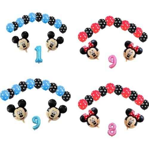 Disneys Mickey Minnie Aluminum Film Digital Childrens Babys First Birthday Party Decorated with Balloons In The Scene