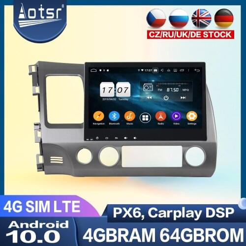 Car DVD Player For Honda Civic 2007-2011 Android GPS Navigation Multimedia Player Radio Tape Recorder PX6 Screen Stereo Unit DSP