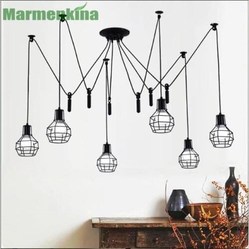 Free shipping Retro lift pulley small iron cage spider pentand lamp living room dining room lamp work lamp. E27, AC: 110-240V
