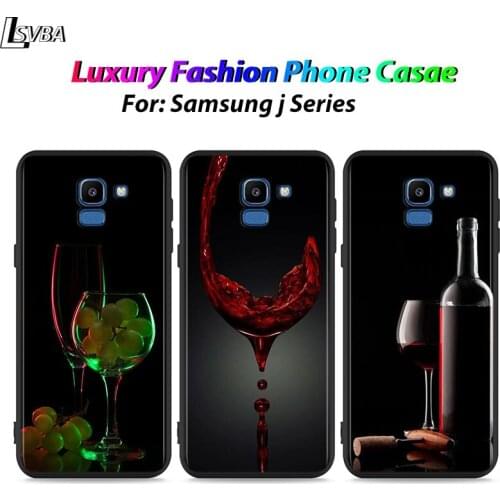 Black Shell Red wine glass for Samsung Galaxy J7Duo J2 J4 Core J6 J4 Plus J8 J3 J7 J5 Prime 2018 2017 Phone Case