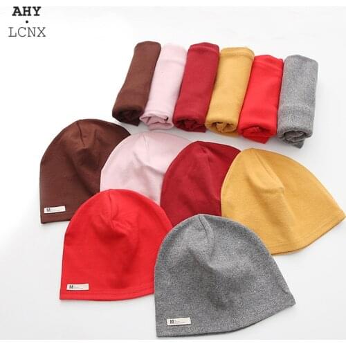 Autumn Spring Children Hat Scarf Set Girls Boys Hats Baby Boy Hat Neck Collar Cotton Solid Color Kids Caps Beanie Bonnet Babies