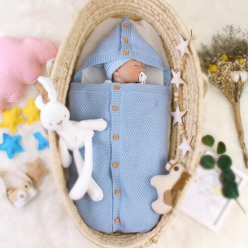 Baby Solid Color Cute Sleeping Bag Infant Spring Autumn Sleepsack Footmuff Warm Knitted Crochet Swaddle Anti-kick Sleeping Bag