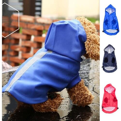 Dog Raincoat New Pet Dog Waterproof Rain Proof Hooded Raincoat Elastic Band Breathable Jacket