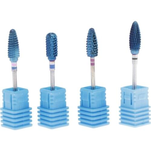 Electric Rotary Nail Drill Bits Blue Nail Files Replacement Barrel Head 4Pcs