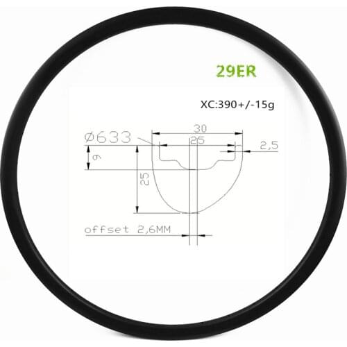 29er mountain disc carbon rim asymmetric XC 30mm width 25mm depth tubeless bike aro 29 rim mtb bicycle wheel matte/glossy
