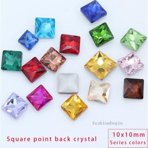 30p 10mm square color faceted glass fancy stone pointed foiled back crystal rhinestone jewelry Decoration shoes Garment Material