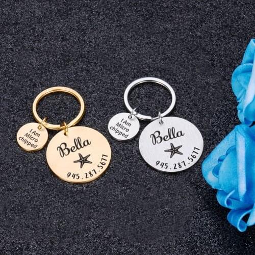 Dog Pet ID Anti-lost Tag Engraved Name Phone Personalized Pet ID Name for Cat Puppy Dog Tag Pendant Keyring Pet Accessories