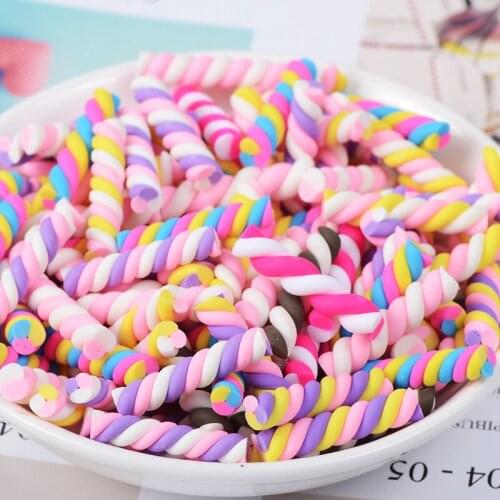 Kawaii Stripe Colors Polymer Clay Soft Candy Bar Resin Cabochon Embellishments Scrapbooking DIY Jewelry Accessories 20pcs
