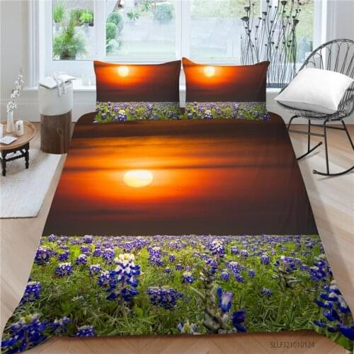 3D Bedding Set Flowers Sunset Duvet Cover Set 2/3 Pcs Unique Design Bed Set Bedroom Decoration