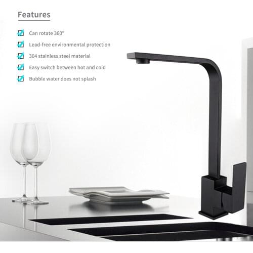 Kitchen Faucet Stainless Steel Hot and Cold Water kitchen sink faucet Space Aluminum Water mixer Tap 360 Degree Rotation