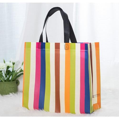 Non-woven Fabric Reusable Striped Shopping Bags Large Foldable Tote Grocery Clothes Storage Bag Travel Eco Friendly Bag