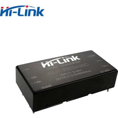 Support customized free shipping 2pcs/lot HLK-30D2405C DC-DC 220v to 5V30W 6A 91% conversion rate power supply module