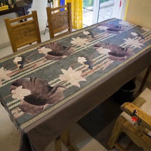 Table Cloth Cover Chinese Buddhist Locus Embroidery Wedding Room Sofa Home Hotel Bedding Villa Decoration Cushion Dresser Runner